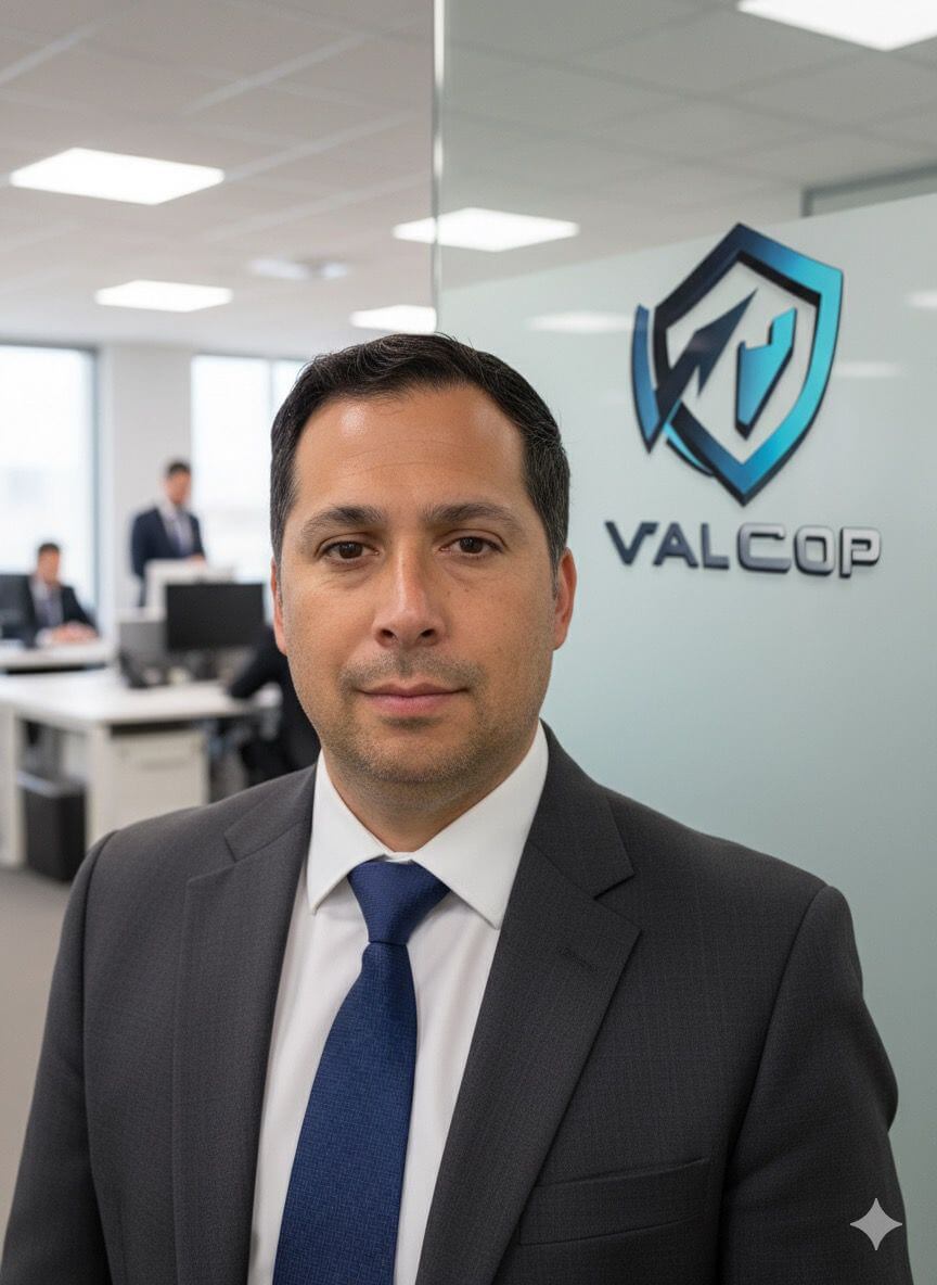 Carlos Oporto, CEO de Valcop Seguridad Tecnológica en oficina corporativa